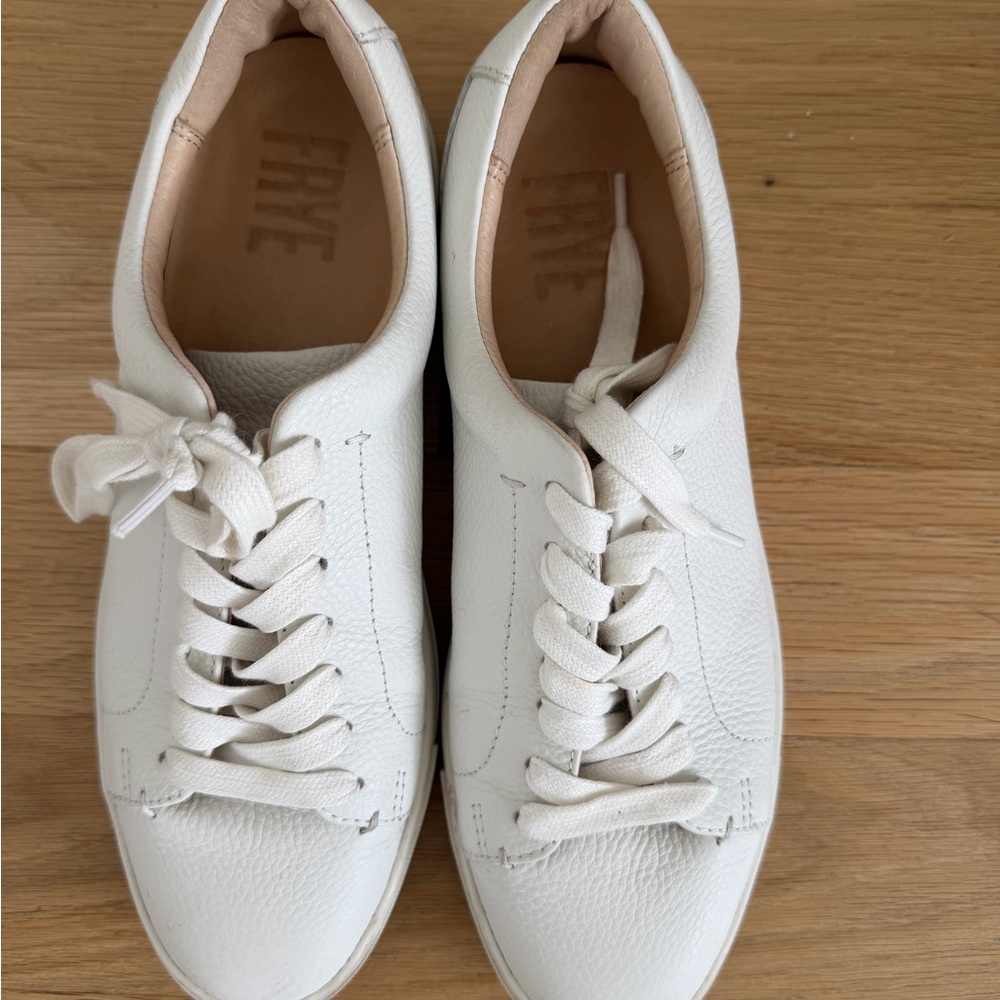 Frye Women's Cream-White Leather Lace-Up Sneakers